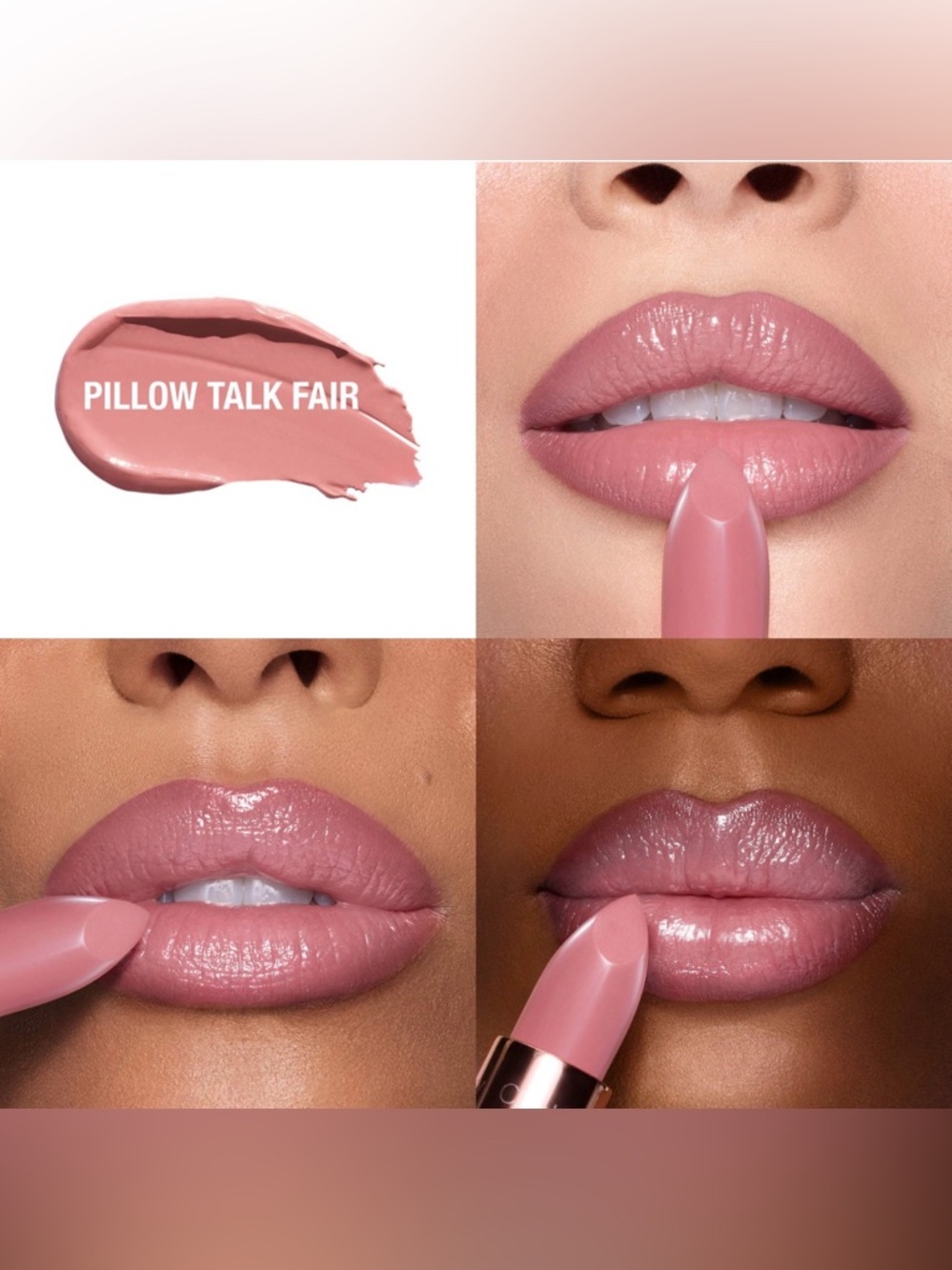 NWT CHARLOTTE TILBURRY K.I.S.S.I.N.G Satin Shine Lipstick in Pillow Talk Fair - Picture 2 of 10